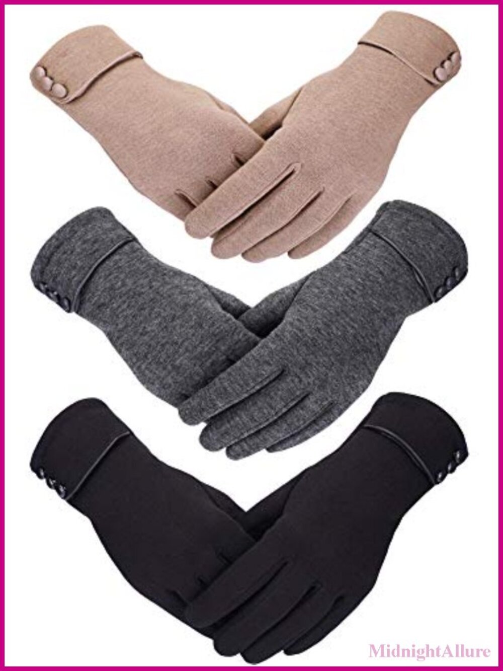 Winter Gloves Touchscreen Texting Fleece Lined Warm 3 Pairs
